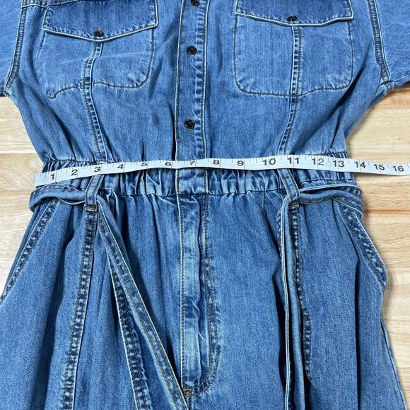 Frame NWT Arie Belted Utilitarian Denim Jumpsuit Size S Patch Pockets Buttons - Picture 11 of 12